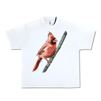 White Northern Cardinal Bird Urban Heavy Tee - LillyAllenDesigns