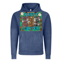 Vintage Denim easter happy easter western bunnies daisies Vintage Hoodie - Artiststas