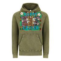 Vintage Olive easter happy easter western bunnies daisies Vintage Hoodie - Artiststas