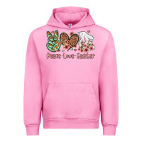 Fuchsia Pink Easter Day Peace love Easter Urban Hoodie - OliviaCreatesArt