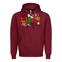 Burgundy One Merry Nurse Zipper Hoodie - LillyAllenDesigns