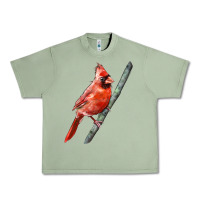 Oil Green Northern Cardinal Bird Urban Heavy Tee - LillyAllenDesigns