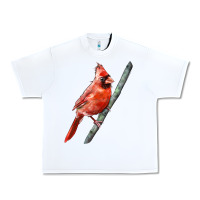 White Northern Cardinal Bird Urban Heavy Tee - LillyAllenDesigns