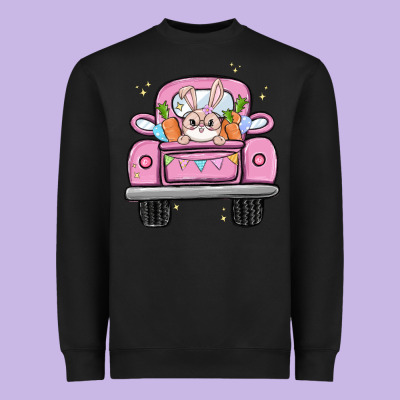 Easter Bunny And Truck Heavyweight Sweatshirt Designed By Maliassmallbusiness