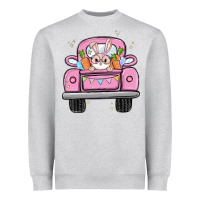 Heather Grey easter bunny and truck Heavyweight Sweatshirt - MaliasSmallBusiness