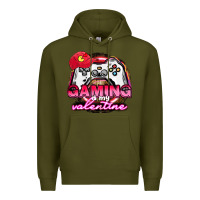 Army Green Gaming is my valentine Premium Hoodie - HowdyJamesFarm