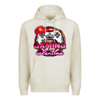 Oatmeal Heather Gaming is my valentine Premium Hoodie - HowdyJamesFarm