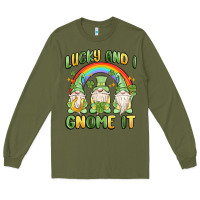 Army Green lucky and i gnome it Long Sleeve Tee - MaliasSmallBusiness