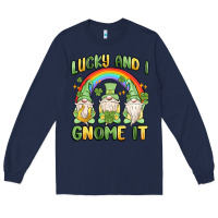 Navy lucky and i gnome it Long Sleeve Tee - MaliasSmallBusiness