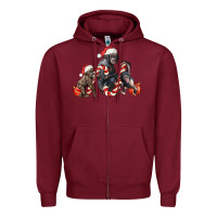 Burgundy christmas chimpanzee and gorilla Zipper Hoodie - LillyAllenDesigns