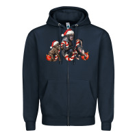 Navy christmas chimpanzee and gorilla Zipper Hoodie - LillyAllenDesigns