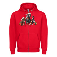 Red christmas chimpanzee and gorilla Zipper Hoodie - LillyAllenDesigns