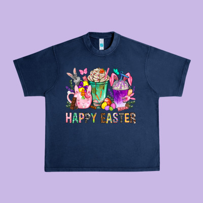 Happy Easter Coffee Cups With Bunny Urban Heavy Tee Designed By Nancycooperartshop
