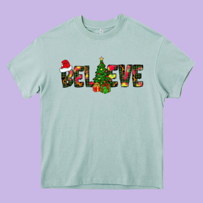 Believe Christmas Heavy Core Tee Designed By Cowhidedigitalart