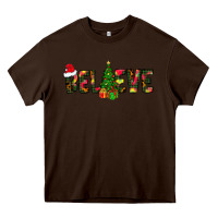 Chocolate Brown believe christmas Heavy Core Tee - CowhideDigitalArt
