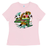 Bubblegum Pink New York State Map Ladies Tee - RanaPortraitStore