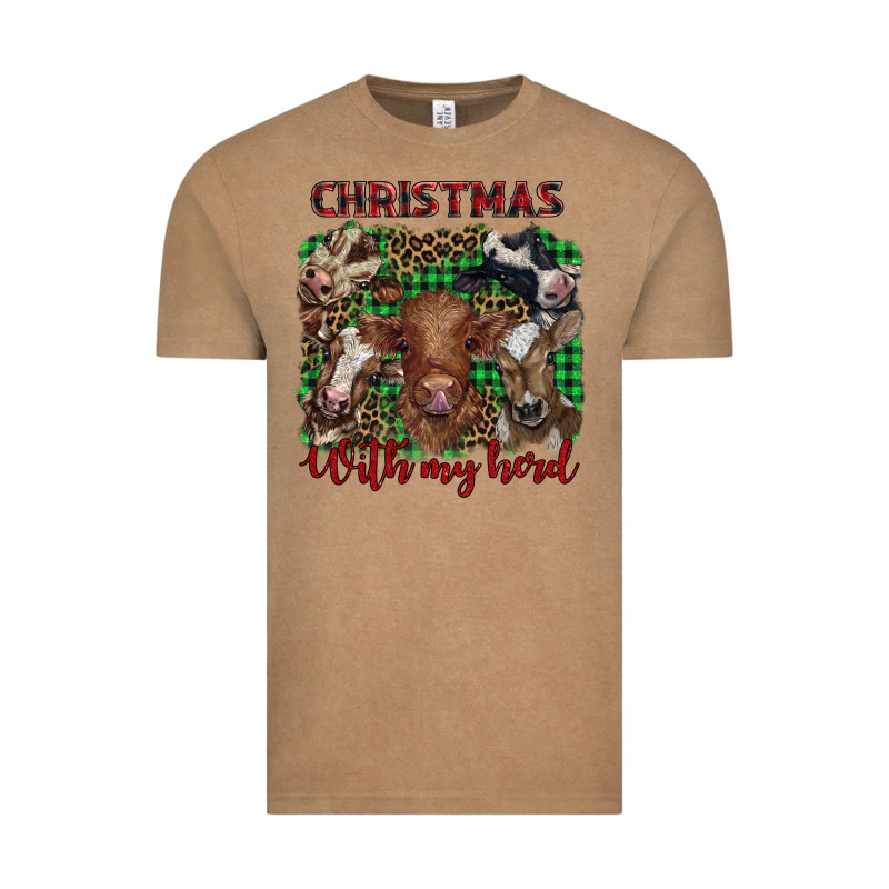 Christmas With My Herd Cows Vintage Tee by BarkalooDesign | Teevron