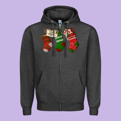 Christmas Socks With Santa Letter Zipper Hoodie Designed By Lillyallendesigns