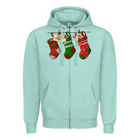 Seafoam Christmas Socks With Santa Letter Zipper Hoodie - LillyAllenDesigns