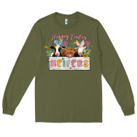 Army Green happy easter heifers Long Sleeve Tee - MaliasSmallBusiness