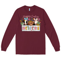 Burgundy happy easter heifers Long Sleeve Tee - MaliasSmallBusiness