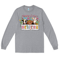 Heather Grey happy easter heifers Long Sleeve Tee - MaliasSmallBusiness