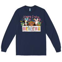 Navy happy easter heifers Long Sleeve Tee - MaliasSmallBusiness