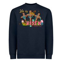 Navy he is risen Heavyweight Sweatshirt - MaliasSmallBusiness