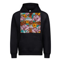 Black Western Landrace Pig With Sunflowers Seamless Urban Hoodie - FaDigitalArtStudio