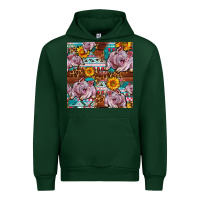 Forest Green Western Landrace Pig With Sunflowers Seamless Urban Hoodie - FaDigitalArtStudio