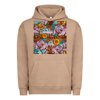 Pigment Burro Western Landrace Pig With Sunflowers Seamless Urban Hoodie - FaDigitalArtStudio
