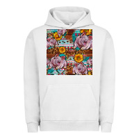 Pigment Lunar Rock Western Landrace Pig With Sunflowers Seamless Urban Hoodie - FaDigitalArtStudio