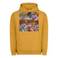 Pigment Peanut Butter Western Landrace Pig With Sunflowers Seamless Urban Hoodie - FaDigitalArtStudio