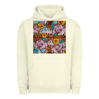 Pigment Pistachio Western Landrace Pig With Sunflowers Seamless Urban Hoodie - FaDigitalArtStudio
