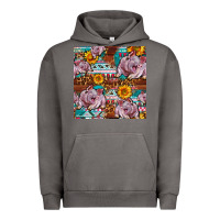 Pigment Tornado Western Landrace Pig With Sunflowers Seamless Urban Hoodie - FaDigitalArtStudio