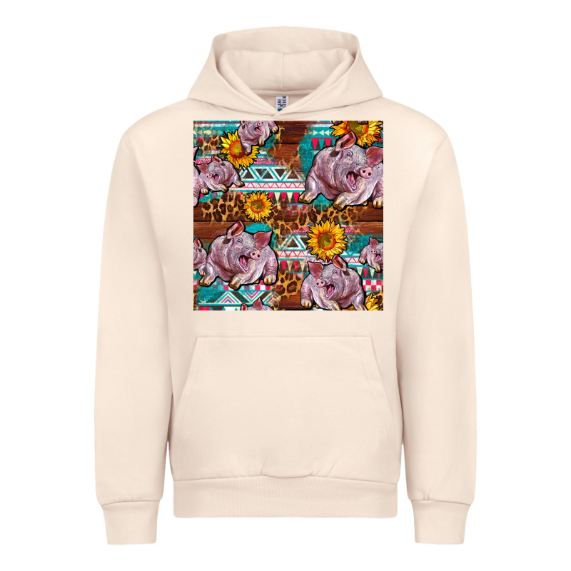 Western Landrace Pig With Sunflowers Seamless Urban Hoodie by FaDigitalArtStudio | Teevron