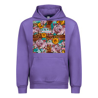 Tulip Western Landrace Pig With Sunflowers Seamless Urban Hoodie - FaDigitalArtStudio