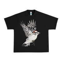 Black Flying Downy Woodpecker Urban Heavy Tee - LillyAllenDesigns