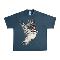 Midnight Navy Flying Downy Woodpecker Urban Heavy Tee - LillyAllenDesigns