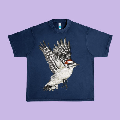 Flying Downy Woodpecker Urban Heavy Tee Designed By Lillyallendesigns