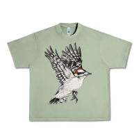Oil Green Flying Downy Woodpecker Urban Heavy Tee - LillyAllenDesigns