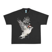 Pigment Black Flying Downy Woodpecker Urban Heavy Tee - LillyAllenDesigns