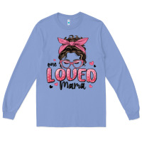 Colony Blue one loved mama messy bun Long Sleeve Tee - MaliasSmallBusiness