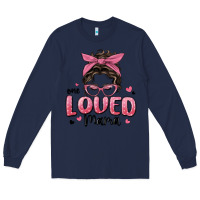 Navy one loved mama messy bun Long Sleeve Tee - MaliasSmallBusiness