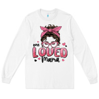 White one loved mama messy bun Long Sleeve Tee - MaliasSmallBusiness