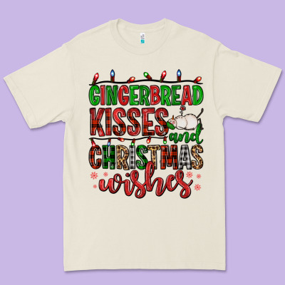 Gingerbread Kisses And Christmas Wishes Premium Tee Designed By Fadigitalartstudio