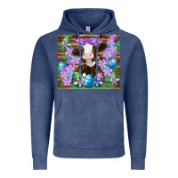 Vintage Denim easter cow eggs flowers daisys Vintage Hoodie - Artiststas