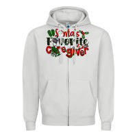 Dove Grey Santa's Favorite Caregiver Christmas Zipper Hoodie - LillyAllenDesigns