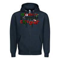Navy Santa's Favorite Caregiver Christmas Zipper Hoodie - LillyAllenDesigns