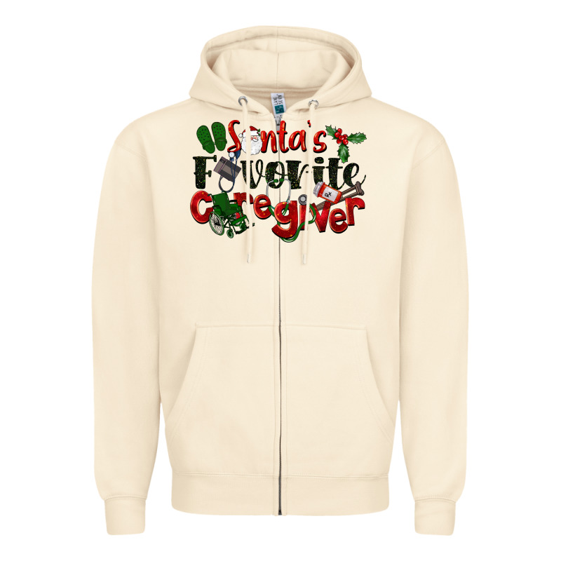Santa's Favorite Caregiver Christmas Zipper Hoodie by LillyAllenDesigns | Teevron